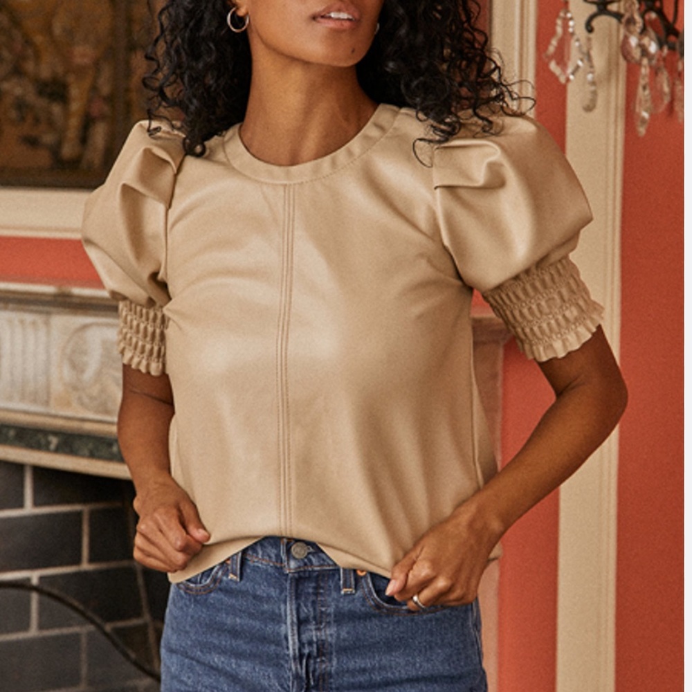 Saylor Faux Leather Blouse
